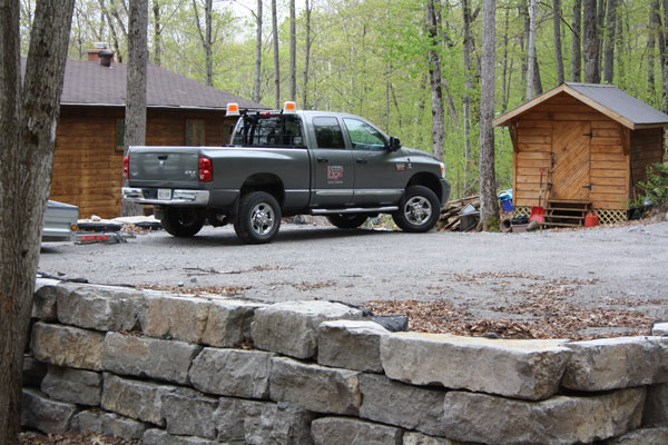 Truck and wall